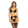Rene Rofe Underneath It All Bra, Garter Belt & G-String Black M/L