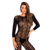 Rene Rofe Exotic Crotchless Bodystocking - Black