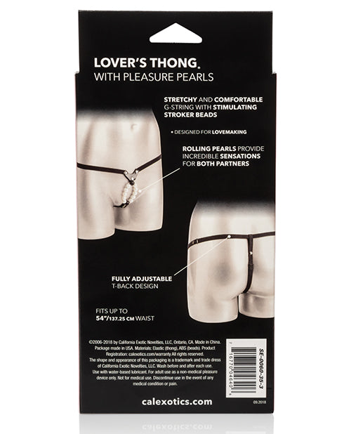Lover's Thong w/Pleasure Pearls - Black