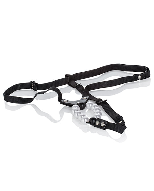 Lover's Thong w/Pleasure Pearls - Black