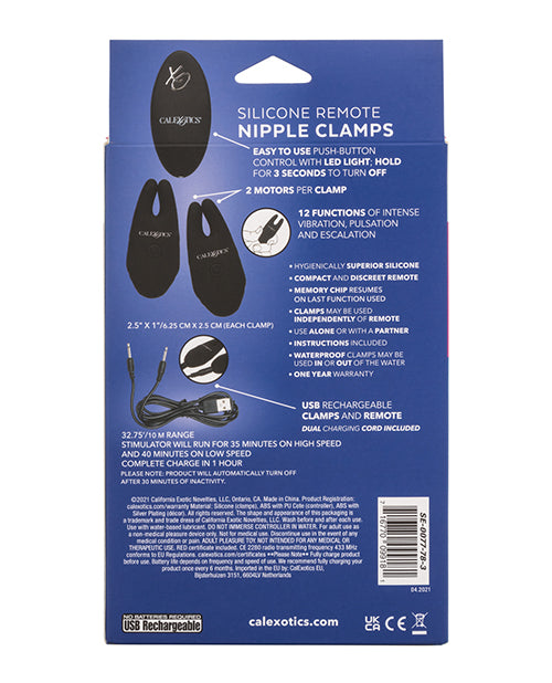 Silicone Nipple Clamps w/Remote - Assorted Colors