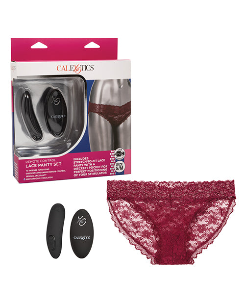 Remote Control Lace Panty Set - Burgundy
