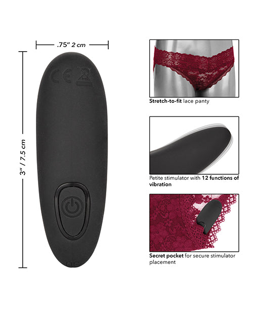 Remote Control Lace Panty Set - Burgundy