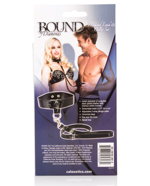 Bound by Diamonds Leash & Collar Set - Black