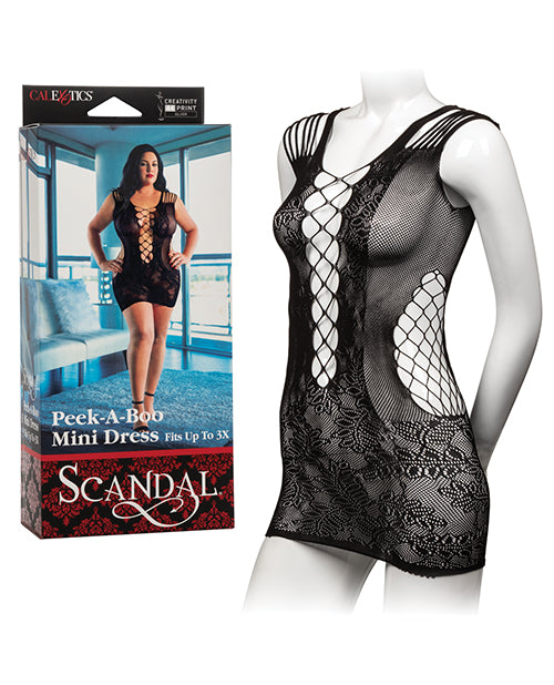 Scandal Plus Size Peek-A-Boo Mini Dress - Black