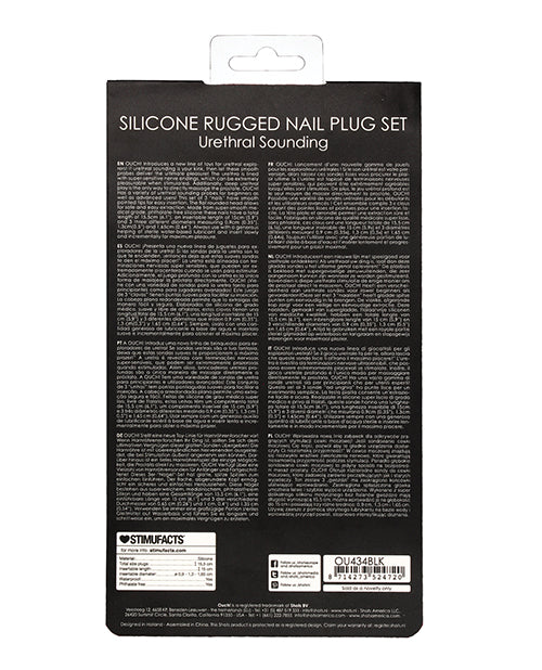 Shots Ouch Urethral Sounding Silicone Screw Plug Set - Black