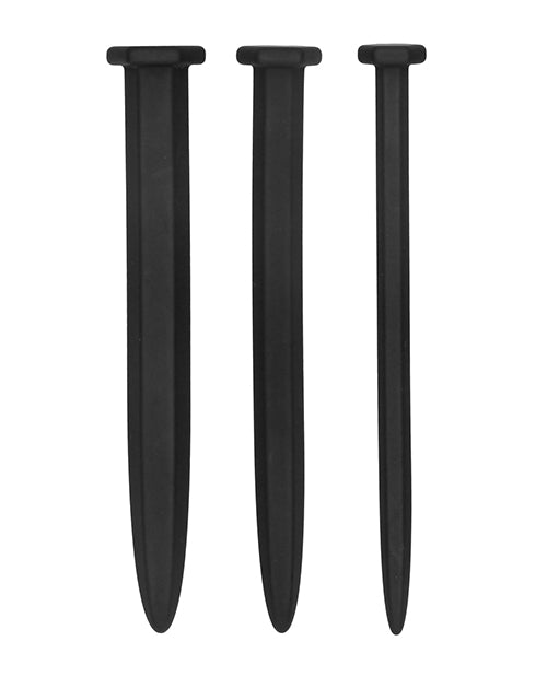 Shots Ouch Urethral Sounding Silicone Rugged Nail Plug Set - Black