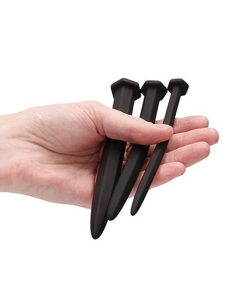 Shots Ouch Urethral Sounding Silicone Rugged Nail Plug Set - Black