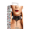 Shots Ouch Old School Tattoo Style Printed Collar w/Leash- Black