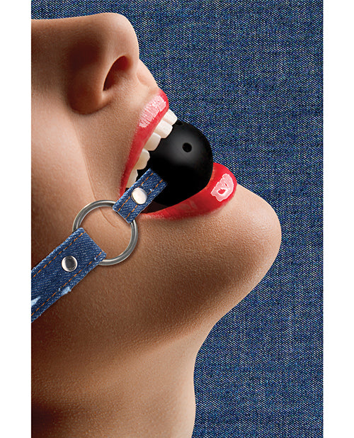 Shots Ouch Breathable Ball Gag w/Denim Straps - Blue