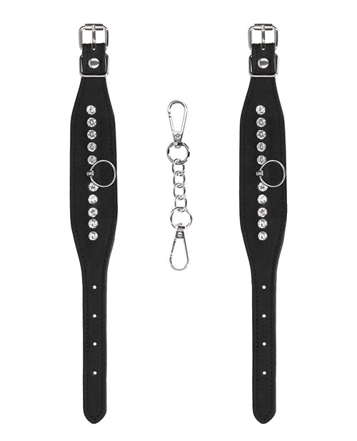 Shots Ouch Diamond Studded Wrist Cuffs - Black