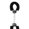 Shots Ouch Black & White Beginner's Furry Hand Cuffs - Black