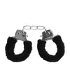 Shots Ouch Black & White Beginner's Furry Hand Cuffs - Black