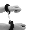 Shots Ouch Black & White Beginner's Furry Hand Cuffs - Black