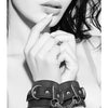 Shots Ouch Black & White Bonded Leather Hand/Ankle Cuffs - Black