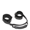 Shots Ouch Black & White Bonded Leather Hand Cuffs w/Handle - Black