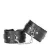 Shots Ouch Black & White Plush Bonded Leather Ankle Cuffs - Black