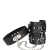 Shots Ouch Black & White Bonded Leather Collar w/Hand Cuffs - Black