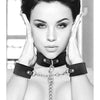 Shots Ouch Black & White Velcro Collar w/Leash & Hand Cuffs - Black