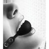 Shots Ouch Black & White Silicone Ball Gag - Black