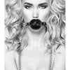 Shots Ouch Black & White Breathable Ball Gag w/Nipple Clamps - Black