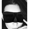 Shots Ouch Black & White Satin Curvy Eye Mask w/Elastic Straps - Black