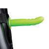Shots Ouch 8" Textured Curved Hollow Strap On - Glow in the Dark