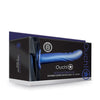 Shots Ouch 8" Textured Curved Hollow Strap On - Metallic Blue