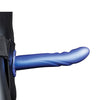 Shots Ouch 8" Textured Curved Hollow Strap On - Metallic Blue