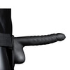 Shots Ouch 8" Ribbed Hollow Strap On w/Balls - Black