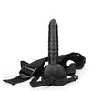 Shots Ouch 8" Ribbed Hollow Strap On w/Balls - Black