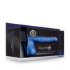 Shots Ouch 8" Ribbed Hollow Strap On w/Balls - Metallic Blue