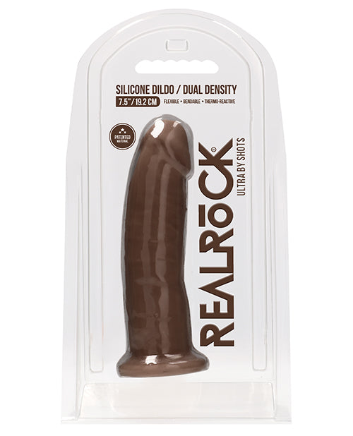 Shots RealRock 7.5" Silicone Dual Density Dildo - Brown