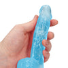 Shots RealRock Realistic Crystal Clear 6" Dildo w/Balls - Blue
