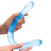 Shots RealRock Crystal Clear 17" Double Dildo  - Blue