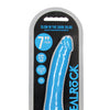 Shots RealRock 7" Slim  Dildo Glow in the Dark - Neon Blue