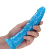Shots RealRock 7" Slim  Dildo Glow in the Dark - Neon Blue