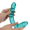 Shots RealRock Crystal Clear 13" Double Dildo - Turquoise