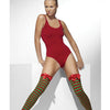 Smiffy Holiday Opaque Striped Thigh Highs w/Bows Red/Green O/S