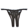 Scalloped Embroidery Crotchless Panty - Black