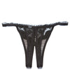 Scalloped Embroidery Crotchless Panty - Black