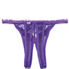 Scalloped Embroidery Crotchless Panty Purple O/S