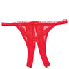 Scalloped Embroidery Crotchless Panty Red O/S