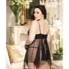 Valentines Sheer & Floral Applique Babydoll - Black/Pink