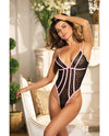 Valentines Sheer Teddy w/Heart Detail Black/Pink SM