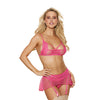 Valentine Dot Mesh Bra & Gartini Hot Pink XL