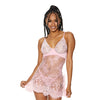 Eyelash Lace Underwire Cup Babydoll Pink MD