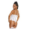 Stretch Lace Underwire Padded Cups Bustier White LG