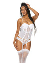 Stretch Lace Underwire Padded Cups Bustier White MD