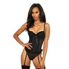 Stretch Mesh Polka Dot Bustier & Thong Black LG